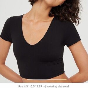 Aerie Black Deep V Crop Top